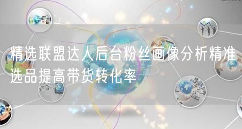 精选联盟达人后台粉丝画像分析精准选品提高