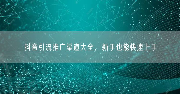 抖音引流推广渠道大全，新手也能快速上手